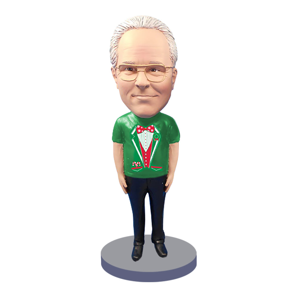 Custom Bobbleheads: Male Christmas Shirt