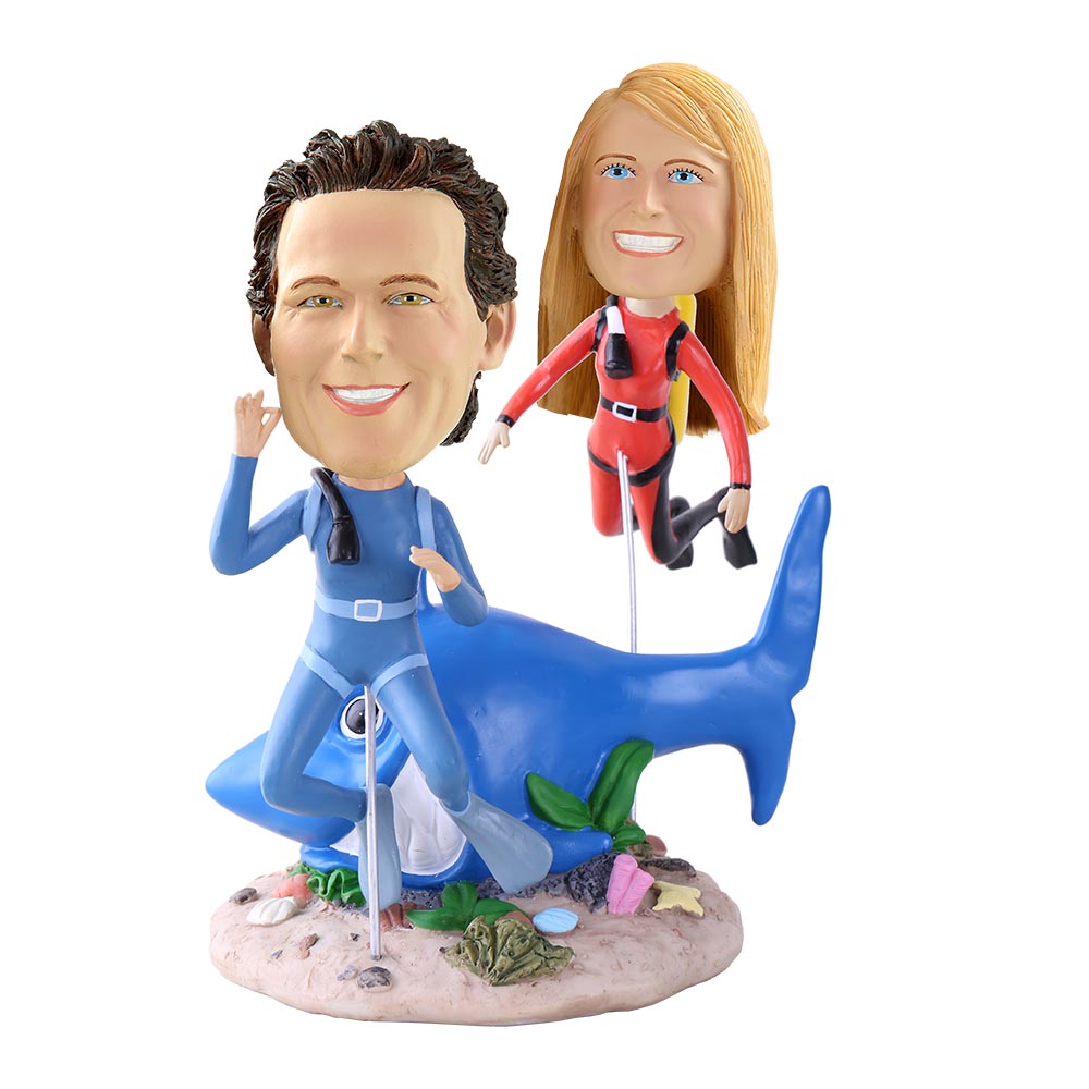 Scuba Couple With Shark