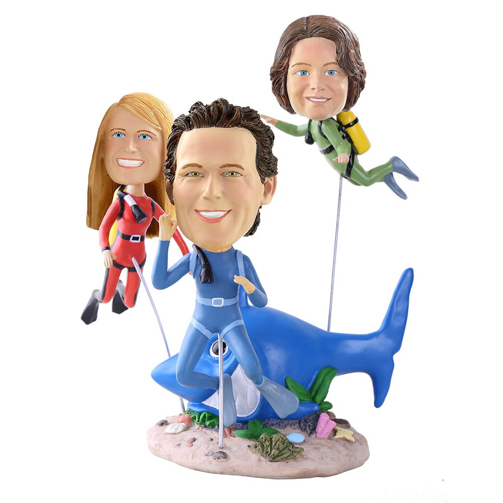 Scuba Family with Shark