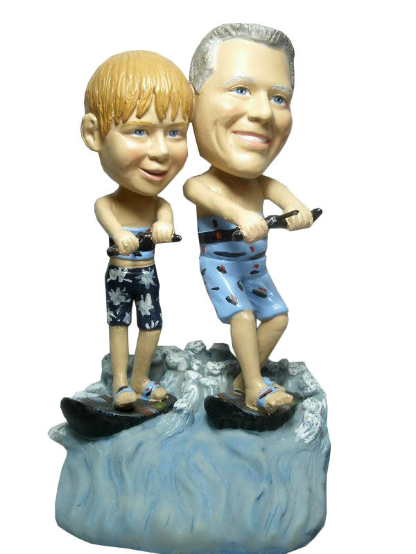 Couple, Father and Son Kiteboarding